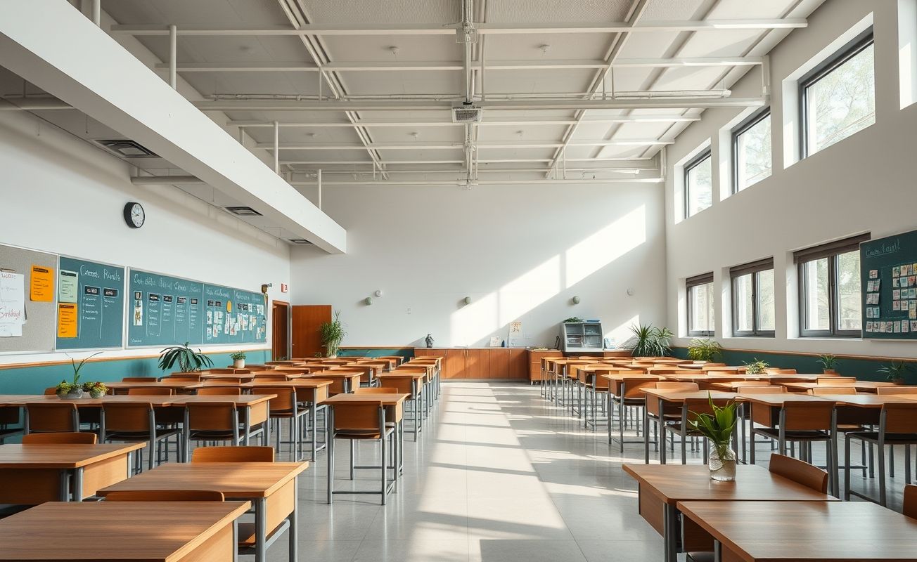 Exemplo de cantinas sustentáveis em ambiente escolar com alimentos orgânicos e recipientes reutilizáveis